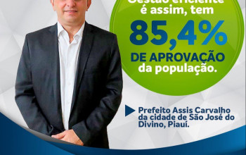 São José do Divino: prefeito Assis Carvalho tem 85,4% de aprovação popular