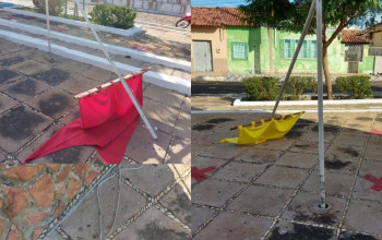 Vândalos destroem parte de material decorativo natalino em Brasileira